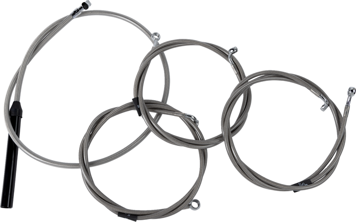 Complete Stainless Braided Handlebar Cable/Brake Line Kit — Cable Kit - 0662-1174