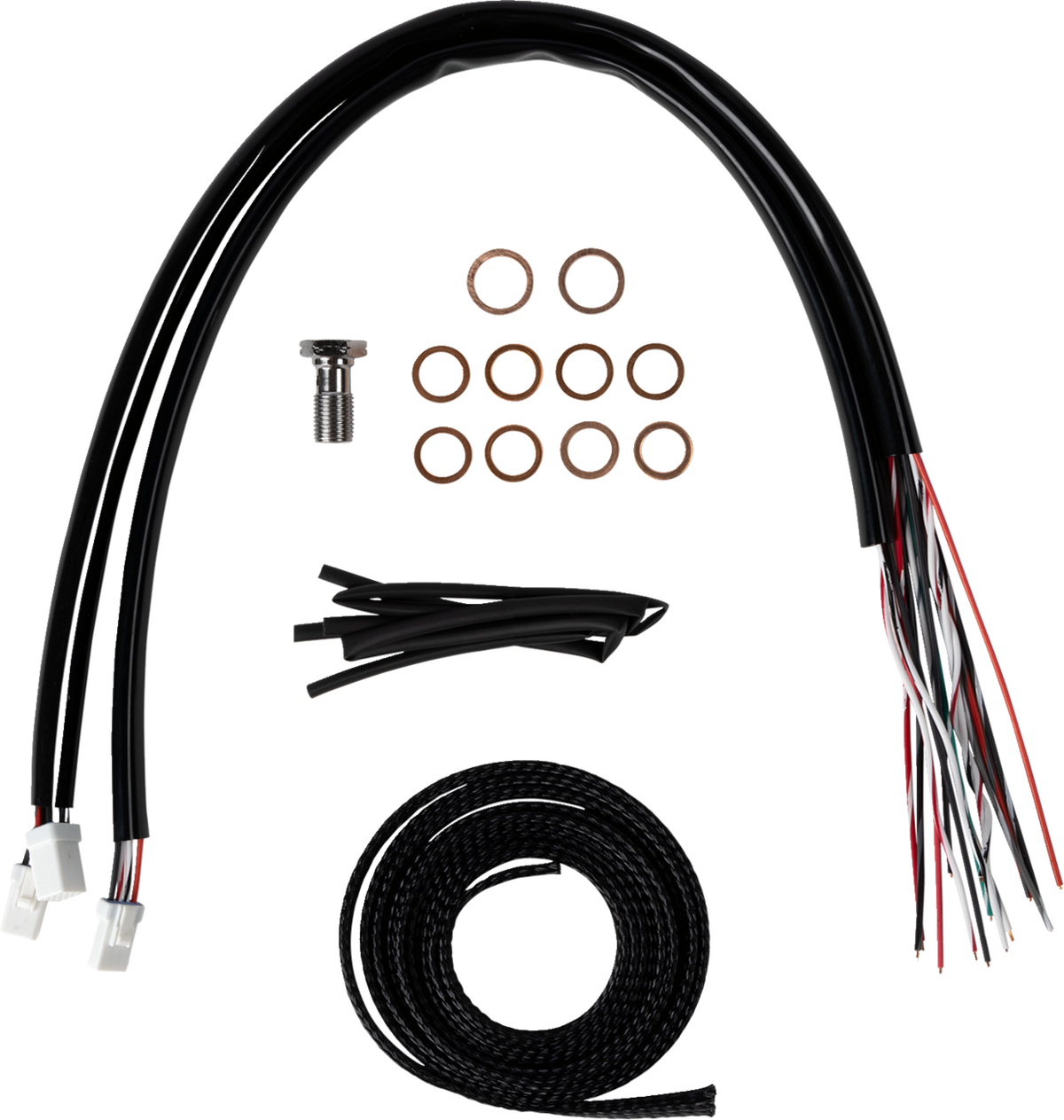 Complete Stainless Braided Handlebar Cable/Brake Line Kit — Cable Kit - 0662-1174