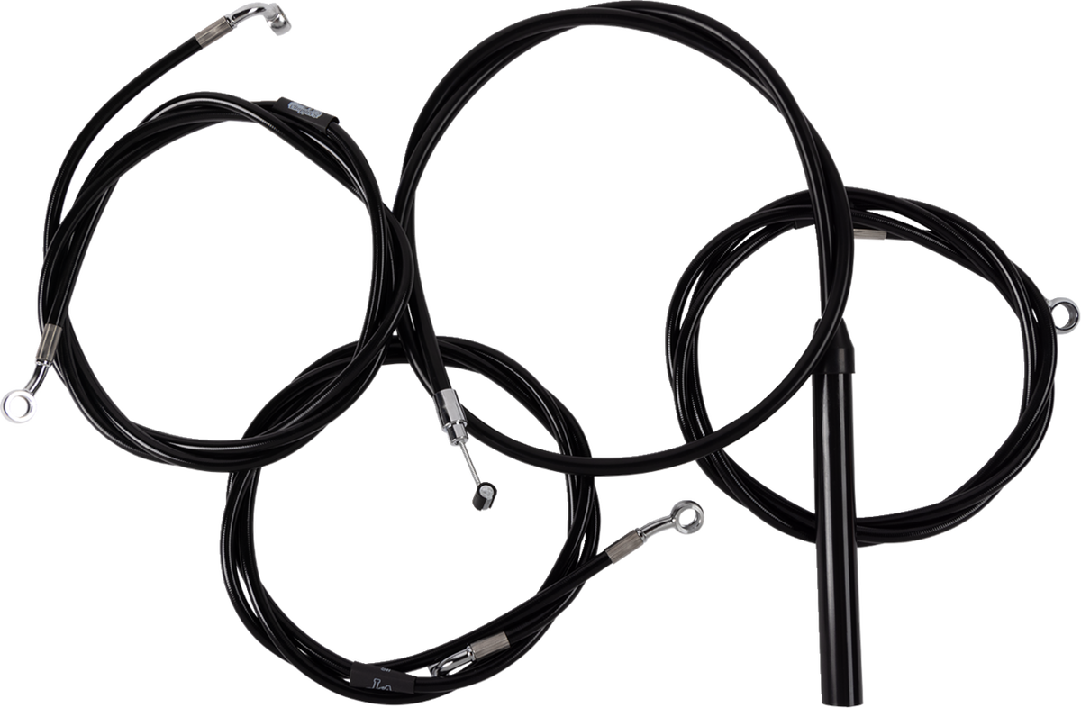 Complete Black Vinyl Braided Handlebar Cable/Brake Line Kit - 0662-1178