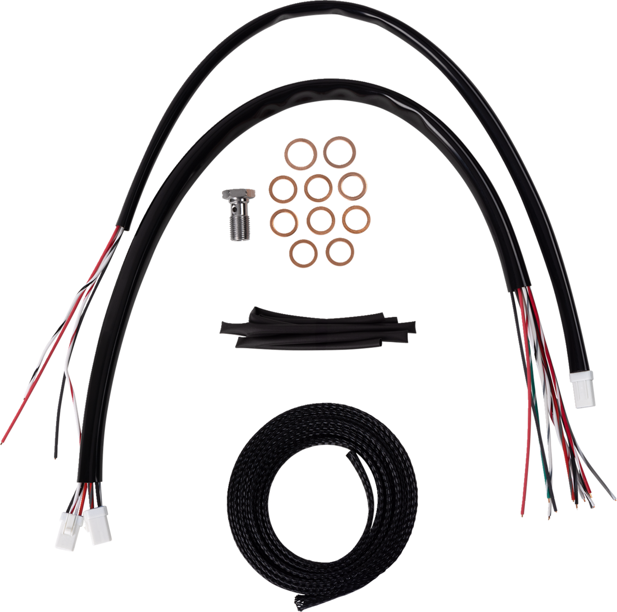 Complete Black Vinyl Braided Handlebar Cable/Brake Line Kit - 0662-1178