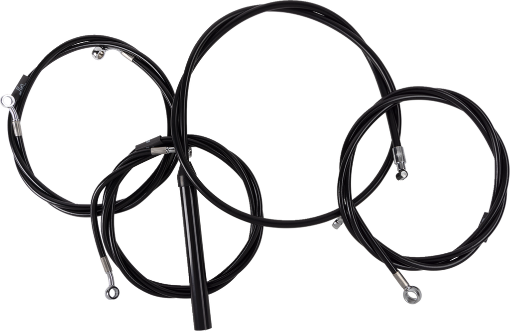 Complete Black Vinyl Braided Handlebar Cable/Brake Line Kit - 0662-1181