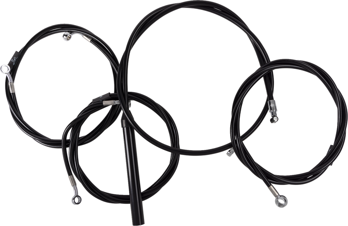 Complete Black Vinyl Braided Handlebar Cable/Brake Line Kit - 0662-1181