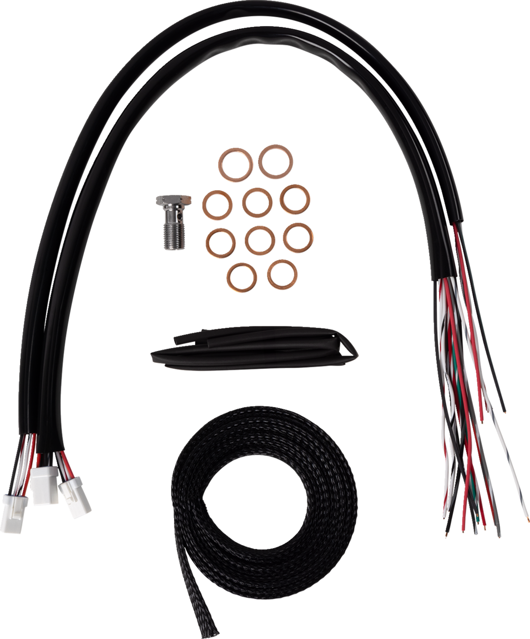Complete Black Vinyl Braided Handlebar Cable/Brake Line Kit - 0662-1181