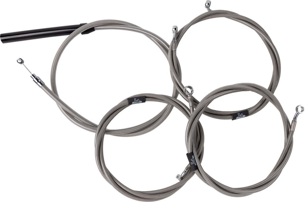 Complete Stainless Braided Handlebar Cable/Brake Line Kit — Cable Kit - 0662-1183