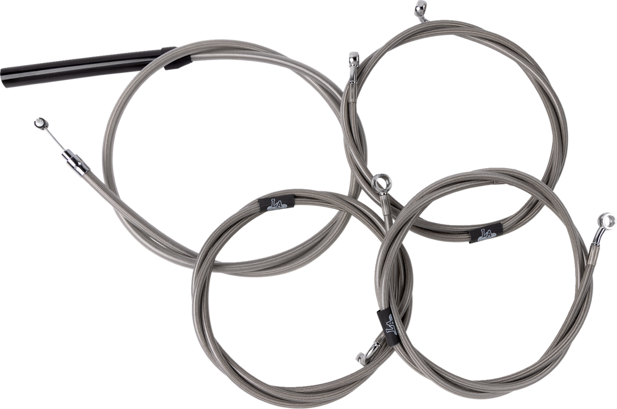 Complete Stainless Braided Handlebar Cable/Brake Line Kit — Cable Kit - 0662-1183
