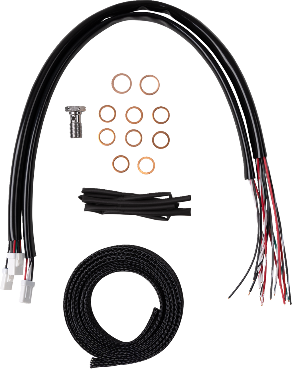 Complete Stainless Braided Handlebar Cable/Brake Line Kit — Cable Kit - 0662-1183