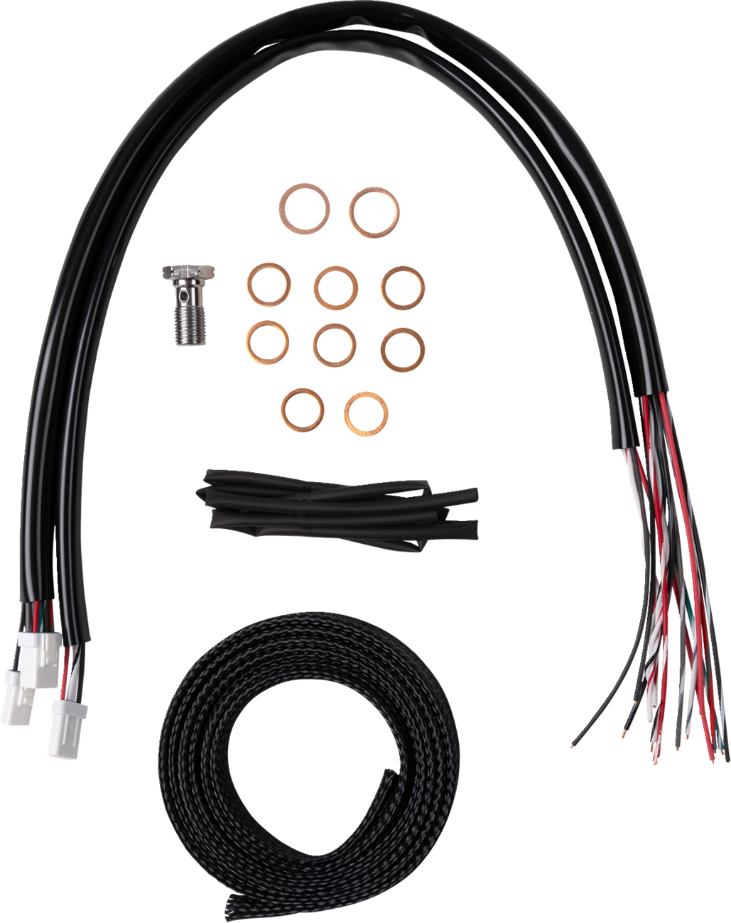 Complete Stainless Braided Handlebar Cable/Brake Line Kit — Cable Kit - 0662-1183