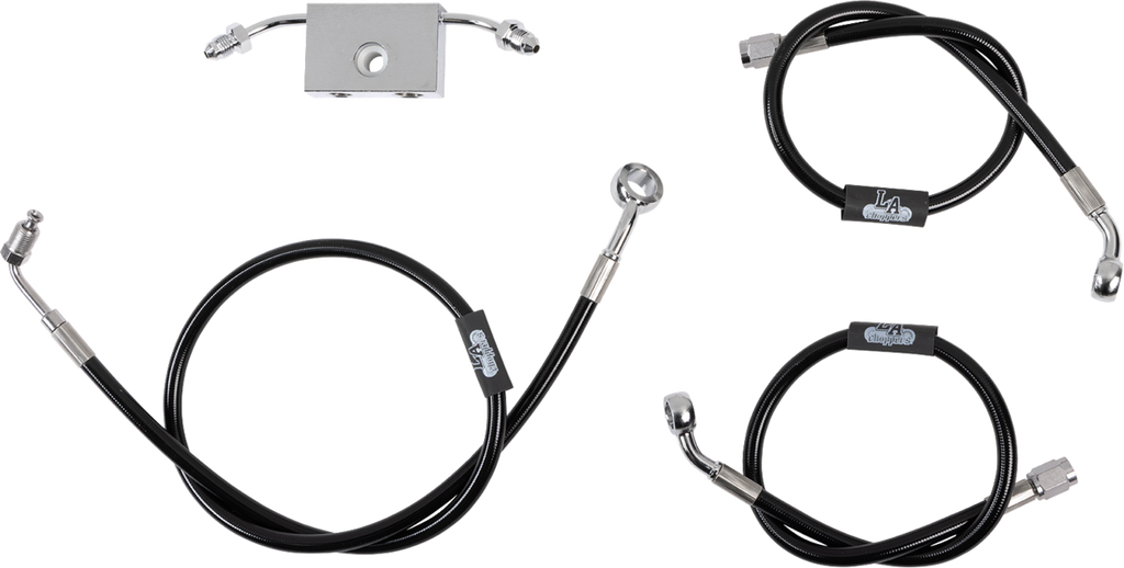 LA Choppers Black Braided Brake Line Kit — 1741-6241