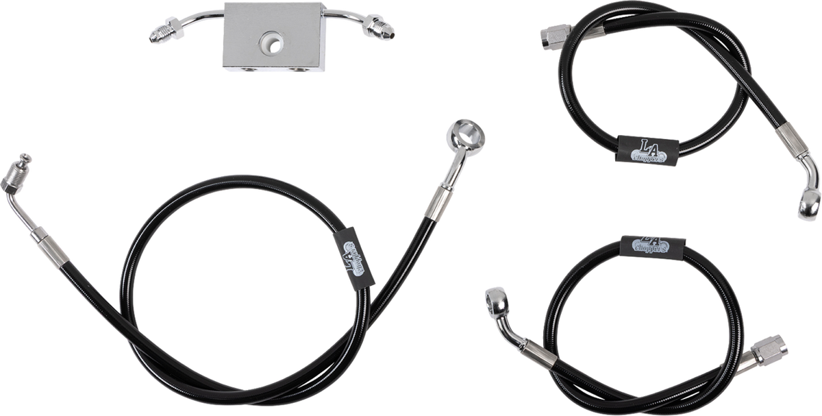 LA Choppers Black Braided Brake Line Kit — 1741-6241