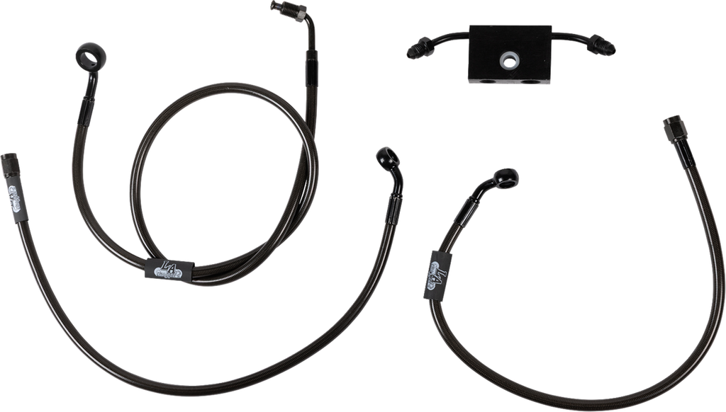 LA Choppers Midnight Braided Brake Line Kit — 1741-6245