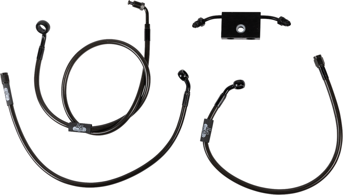 LA Choppers Midnight Braided Brake Line Kit — 1741-6245