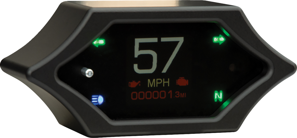 Handle Bar Mount Speedometer - With Signals - Spiked - Black