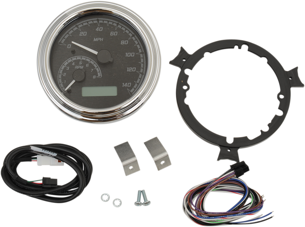 MVX Fatbob Analog/Digital Gauge System - Black/Gray/Chrome