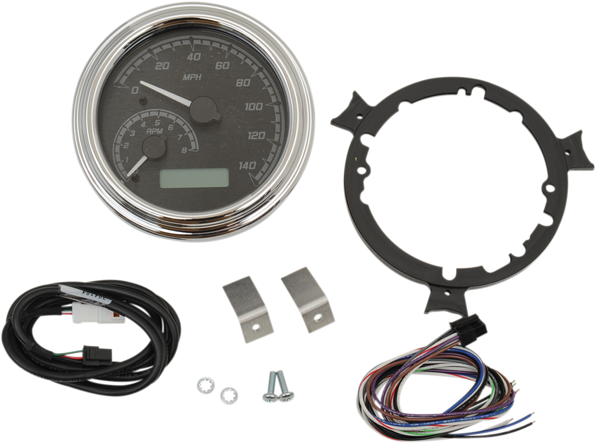 MVX Fatbob Analog/Digital Gauge System - Black/Gray/Chrome