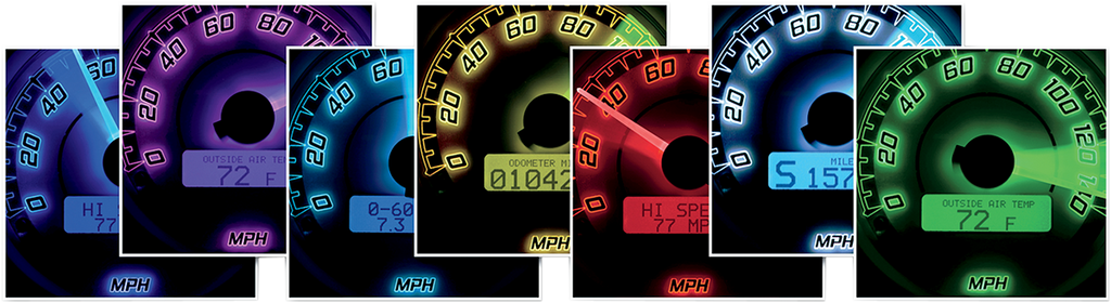 MVX-8K Series Analog 6-Gauge Kit - Chrome Bezel - Black Face with Gray Background