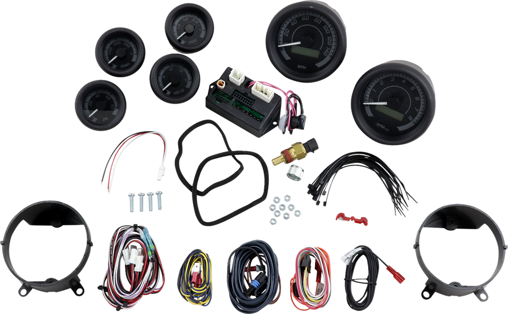 MVX-8K Series Analog/Digital 6-Gauge Kit - Black Bezel - Black Face with Gray Background