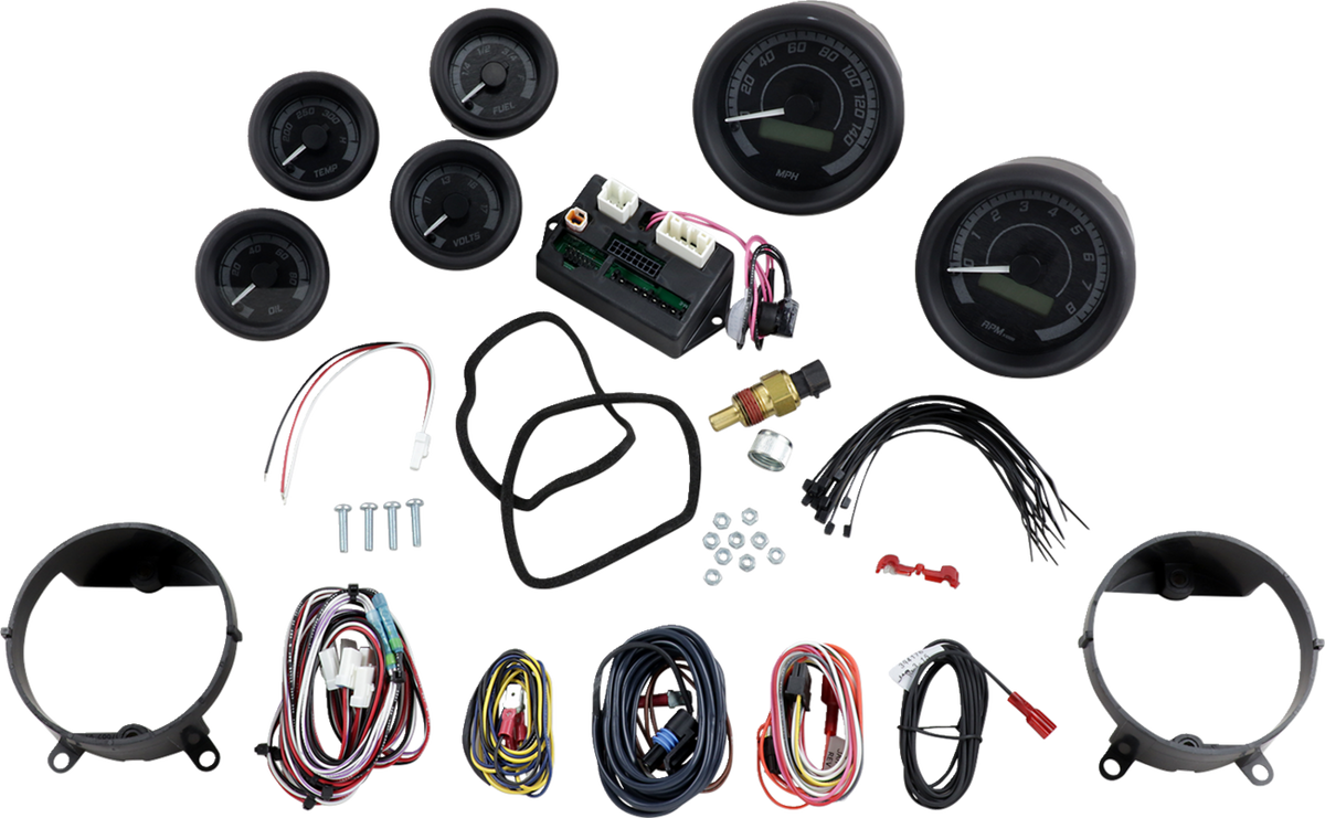 MVX-8K Series Analog/Digital 6-Gauge Kit - Black Bezel - Black Face with Gray Background