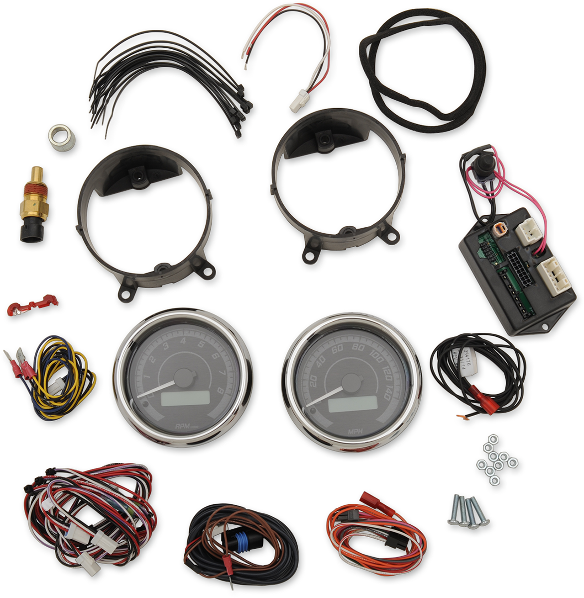 MVX-8K Series Analog/Digital 2-Gauge Kit - Chrome Bezel - Black Face with Gray Background