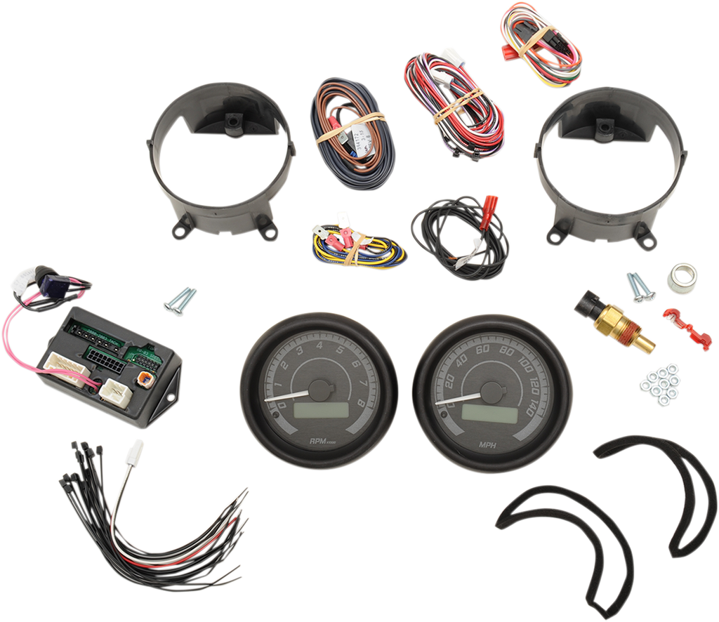 MVX-8K Series Analog/Digital 2-Gauge Kit - Black Bezel - Black Face with Gray Background