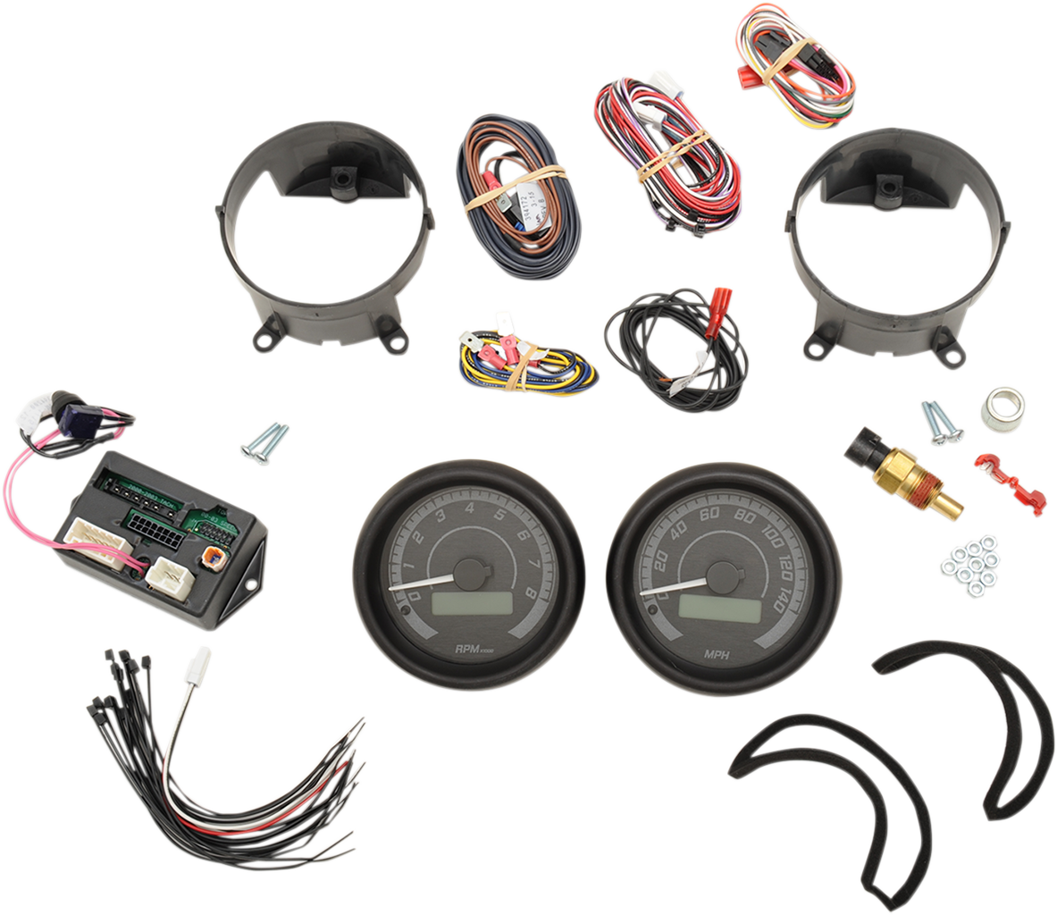 MVX-8K Series Analog/Digital 2-Gauge Kit - Black Bezel - Black Face with Gray Background
