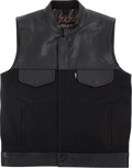 Thrashin Supply Co. Kanan Leather/Denim Riding Vest — Black
