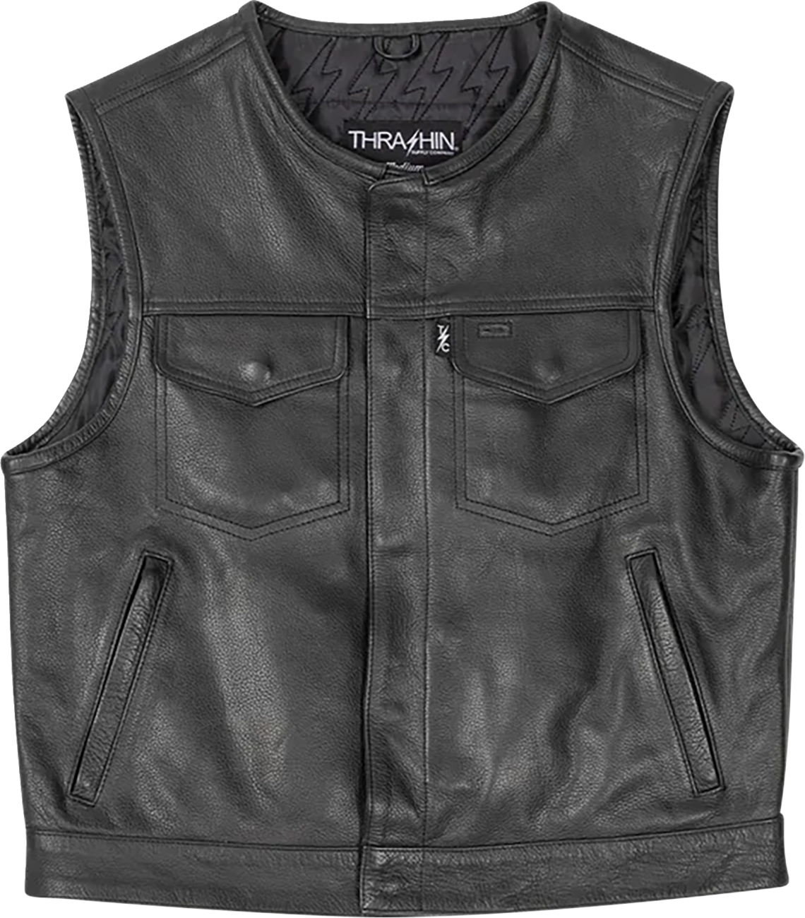 Thrashin Supply Co. Encinal Leather Shorty Riding Vest — Black