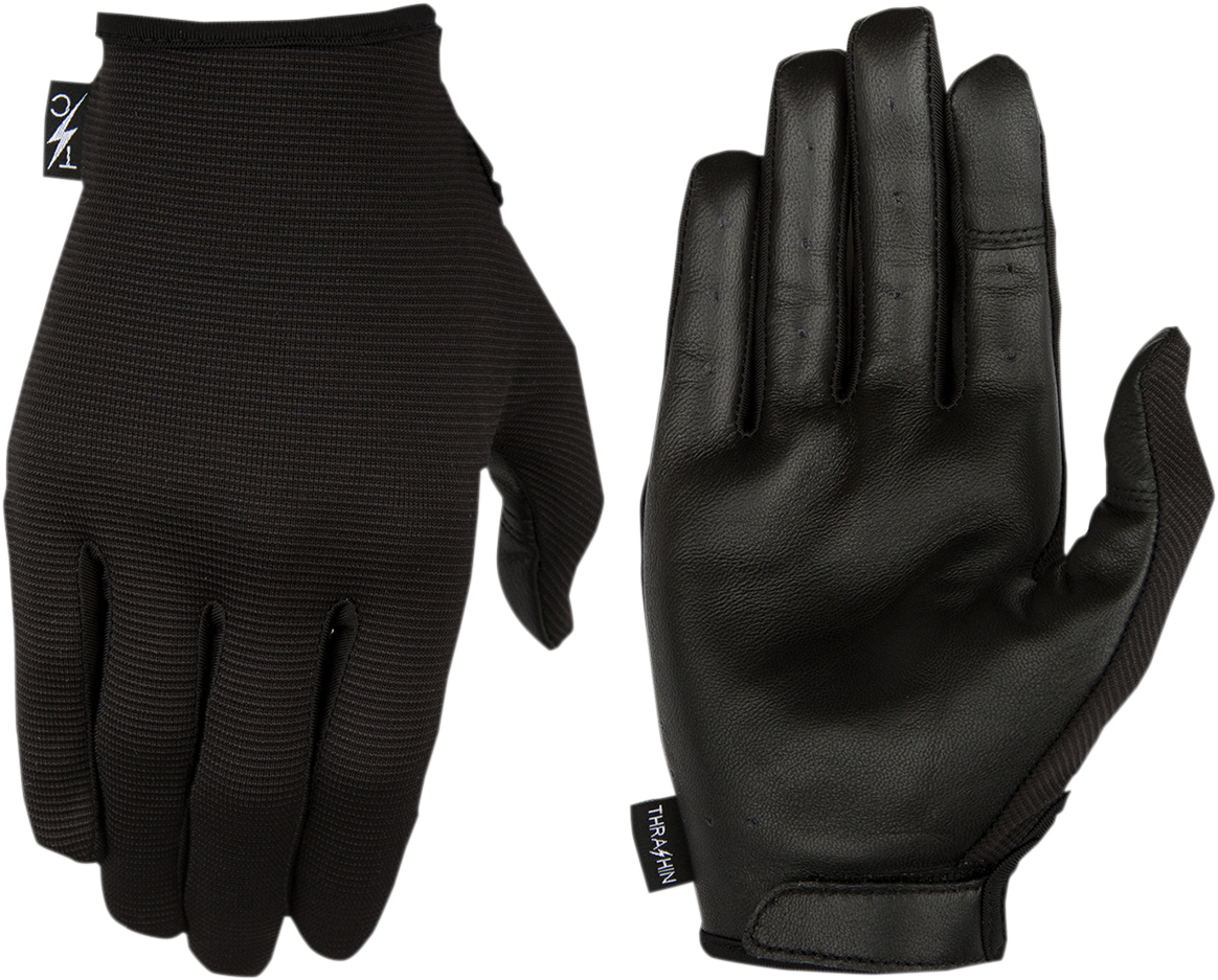 Thrashin Supply Co. Stealth Leather Palm Gloves — Black