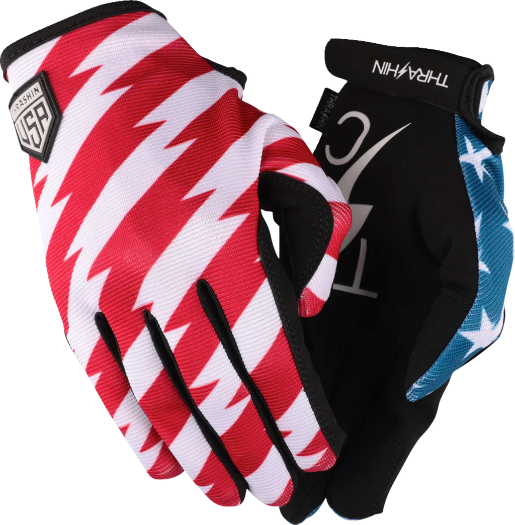 Thrashin Supply Co. Stars & Bolts Stealth Gloves — Red/Blue