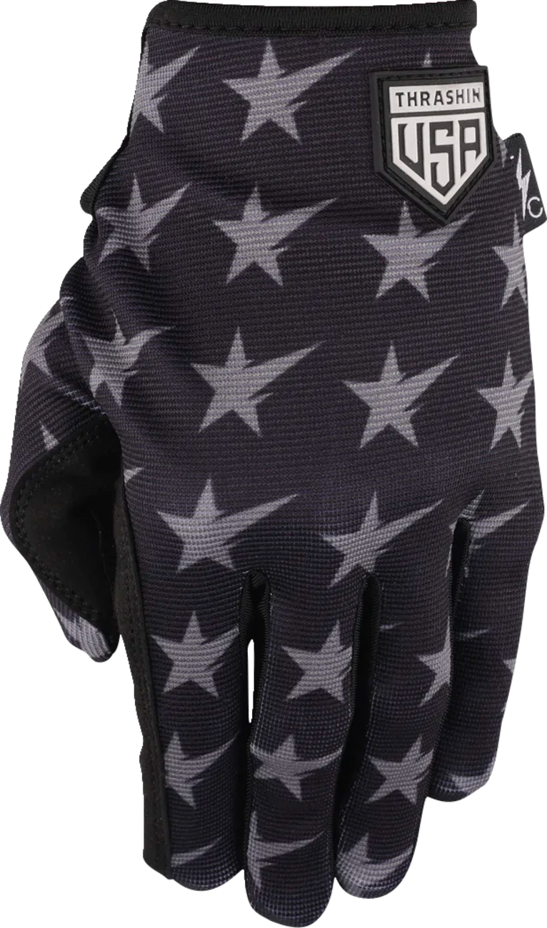 Thrashin Supply Co. Stars & Bolts Stealth Gloves — Black/Gray