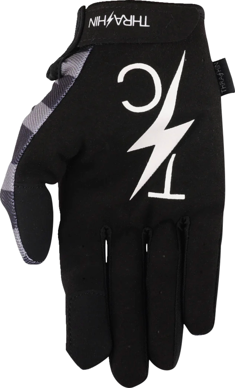 Thrashin Supply Co. Stars & Bolts Stealth Gloves — Black/Gray