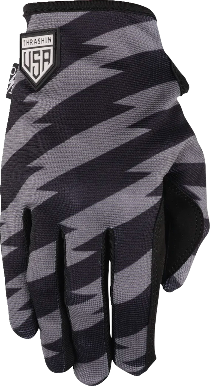 Thrashin Supply Co. Stars & Bolts Stealth Gloves — Black/Gray