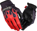 Thrashin Supply Co. Stealth Leather Palm Flame Gloves — Red