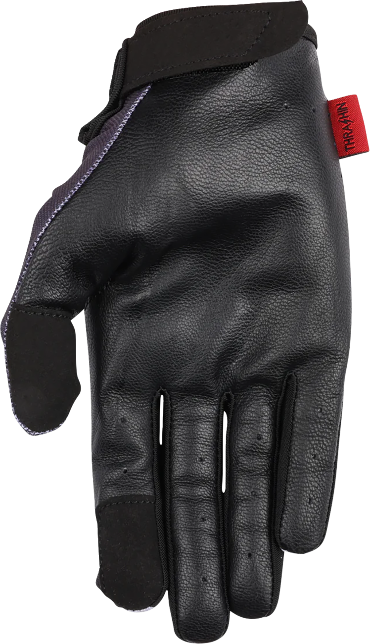 Thrashin Supply Co. Stealth Leather Palm Flame Gloves — Gray