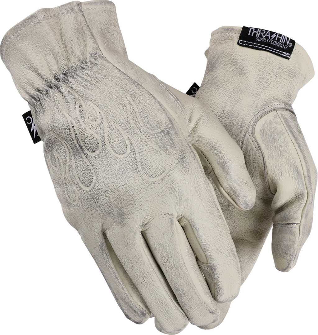 Thrashin Supply Co. Roper Leather Gloves — Bone White