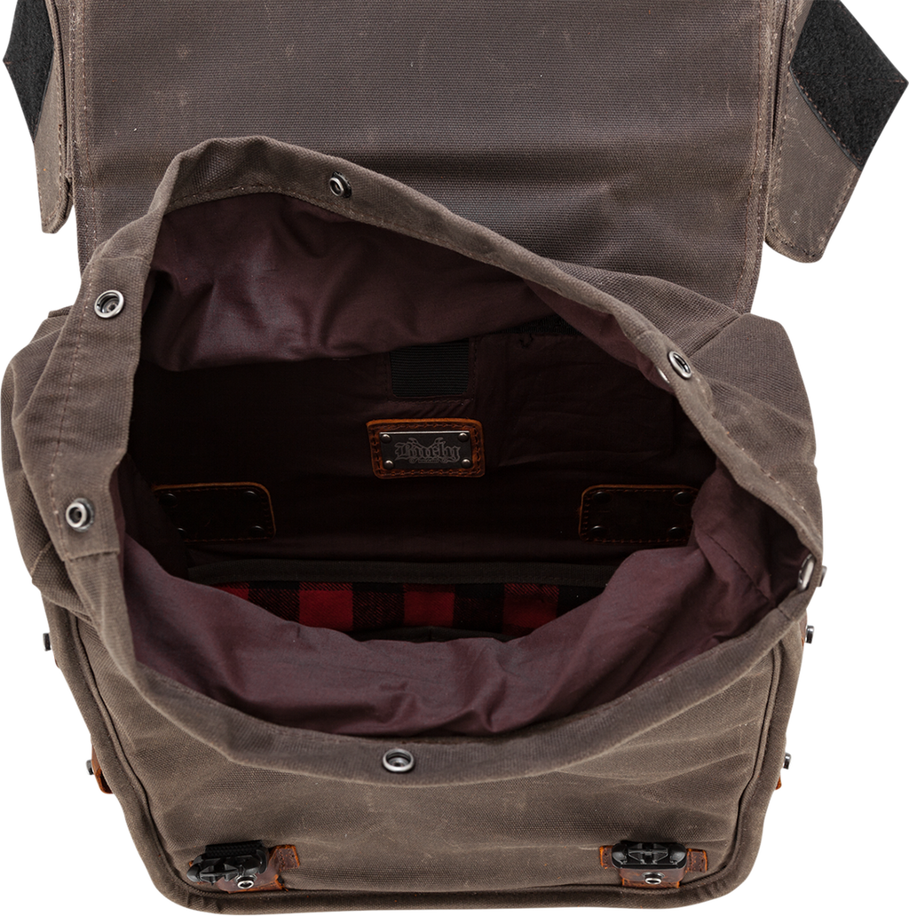 Throw-over Saddlebag — Leather/Wet-Waxed Cotton