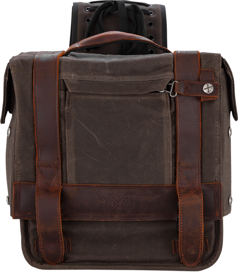 Throw-over Saddlebag — Leather/Wet-Waxed Cotton