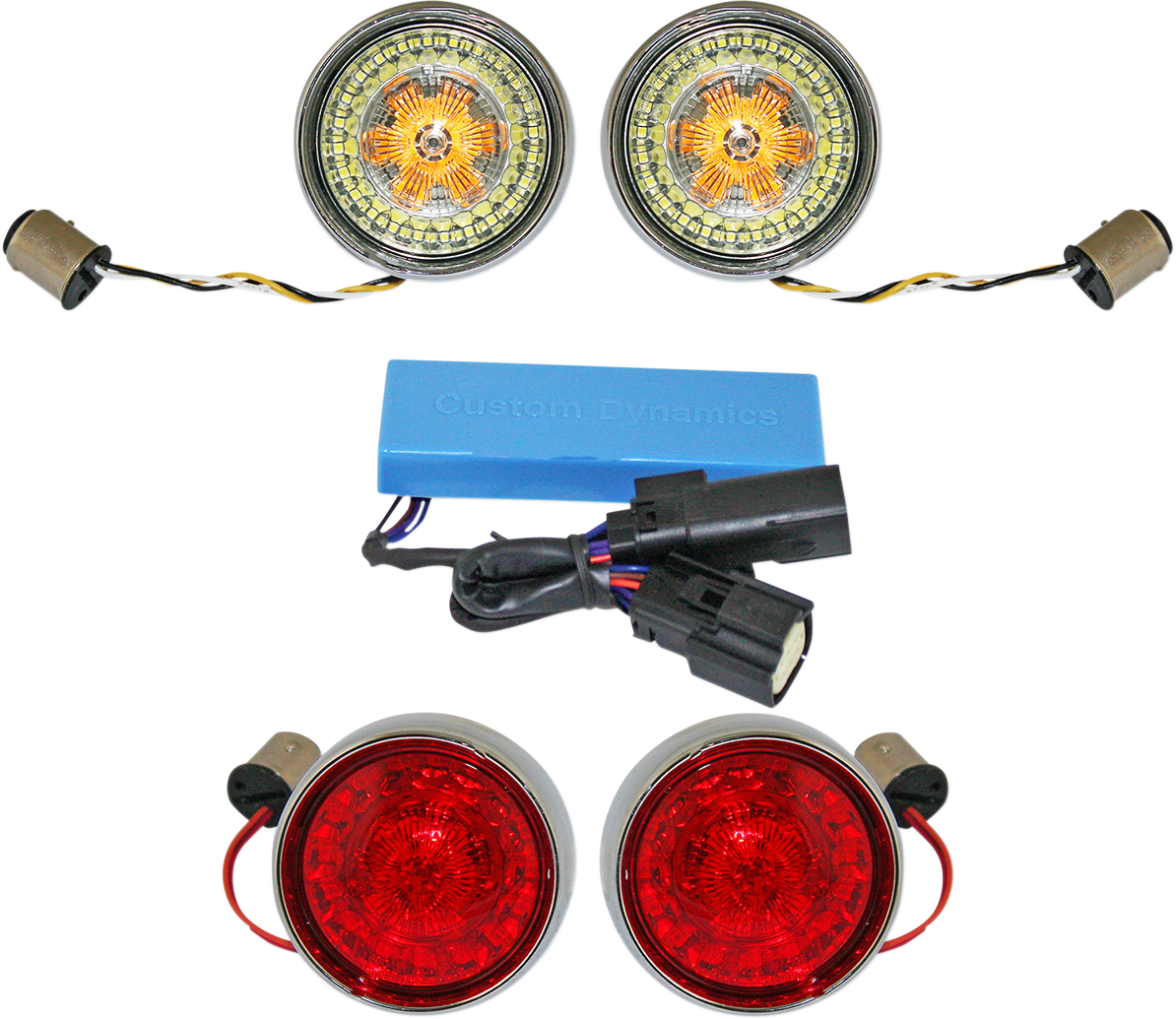 Complete Front & Rear Turn Signal Conversion Kit with Bullet Bezel Lenses - image 1