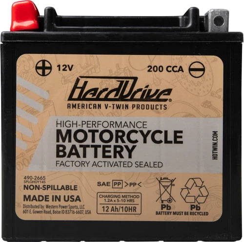 HARDDRIVE YTX-14 200 CCA AGM motorcycle battery
