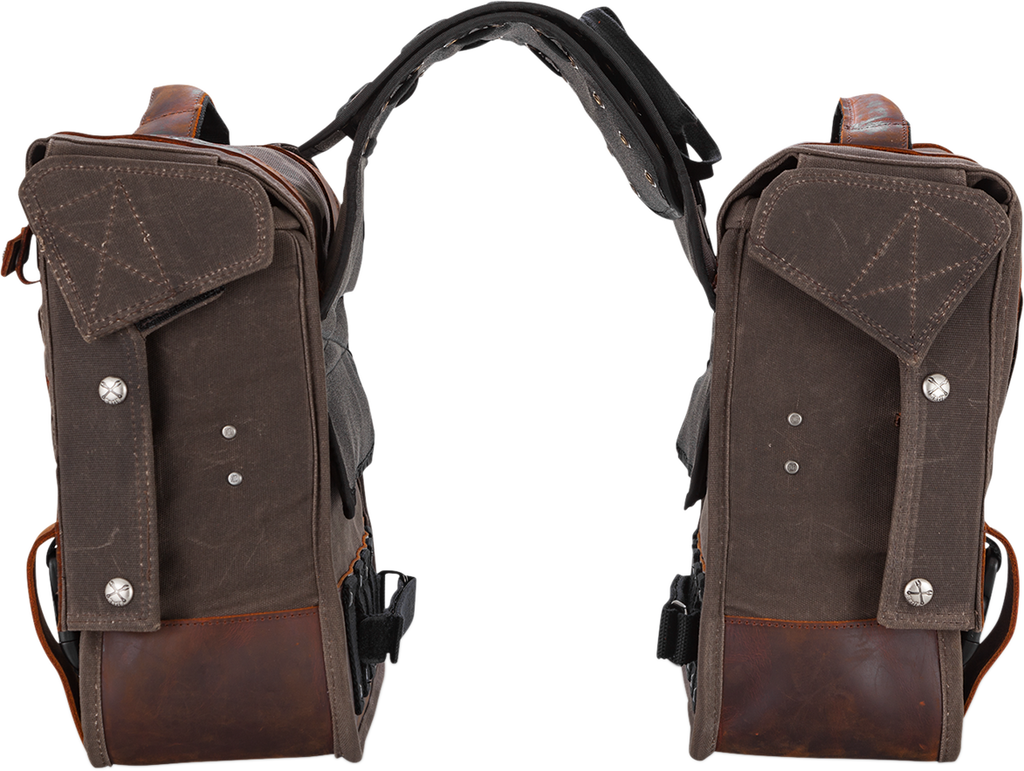 Throw-over Saddlebag — Leather/Wet-Waxed Cotton