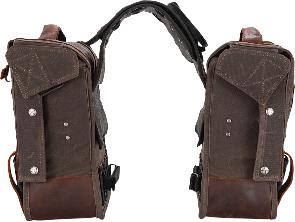 Throw-over Saddlebag — Leather/Wet-Waxed Cotton