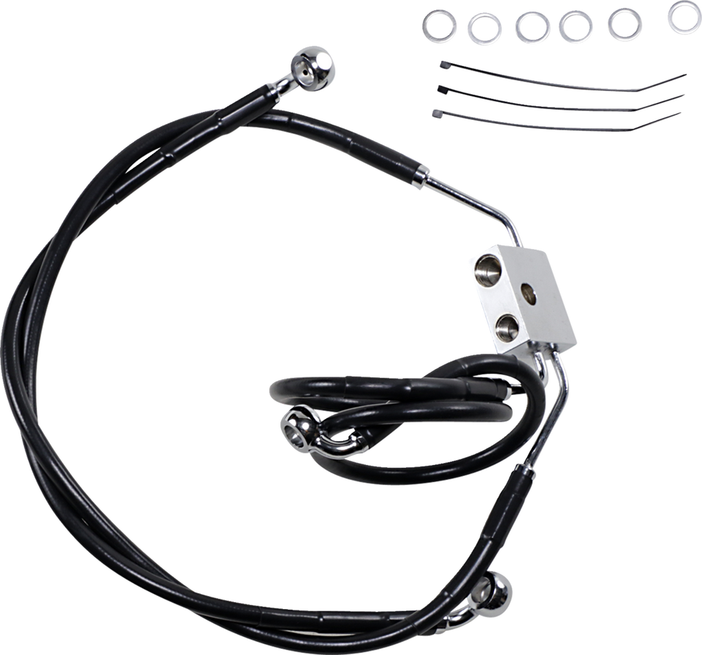 Drag Specialties Extended Length Black Vinyl Brake Line Kit