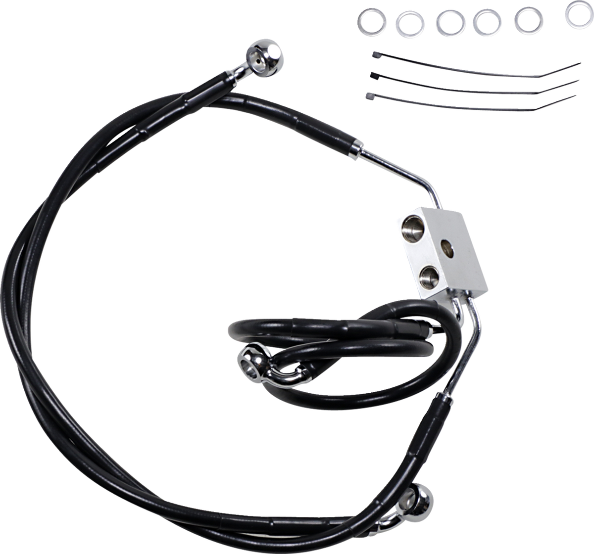 Drag Specialties Extended Length Black Vinyl Brake Line Kit