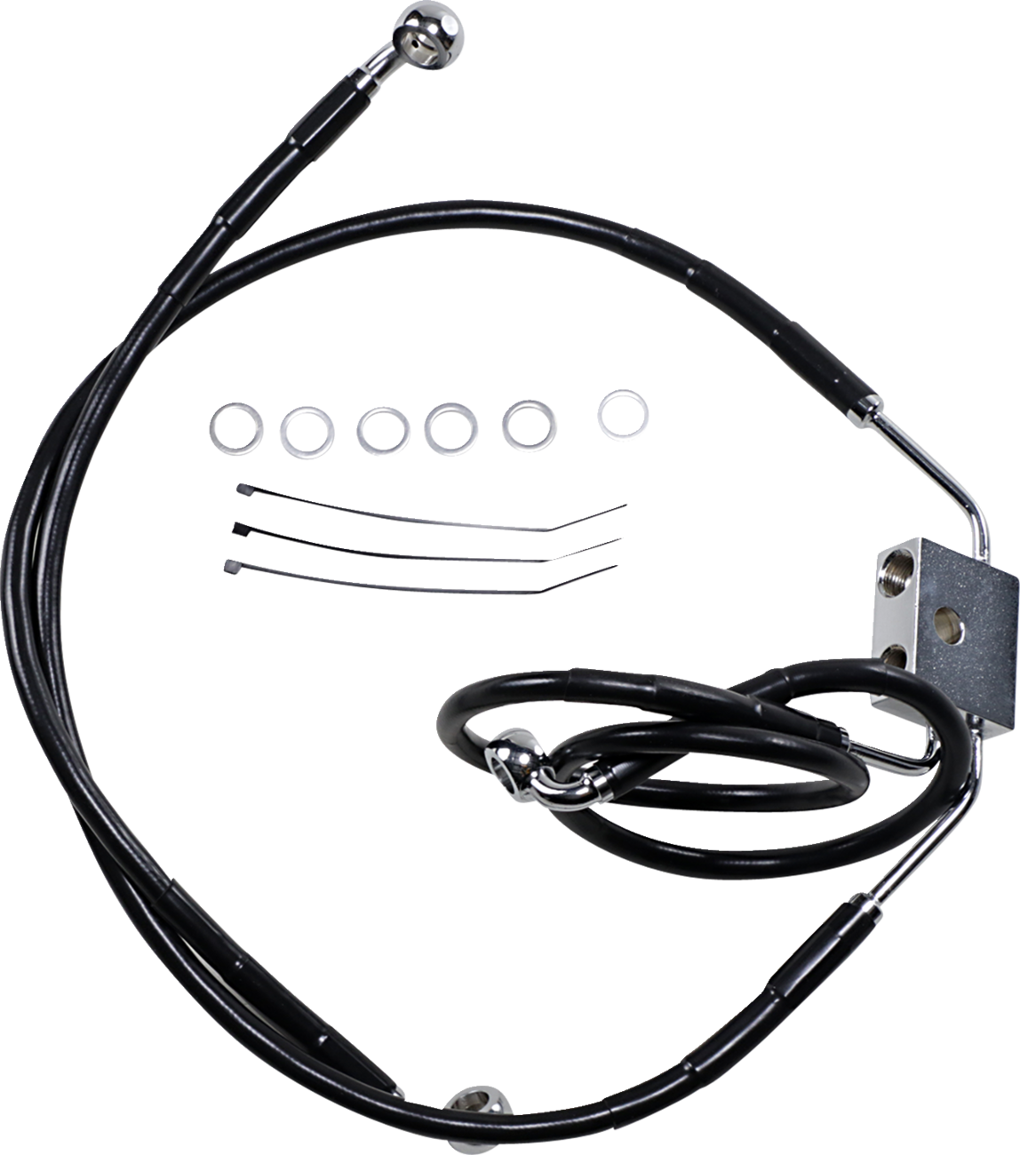 Drag Specialties Extended Length Black Vinyl Brake Line Kit