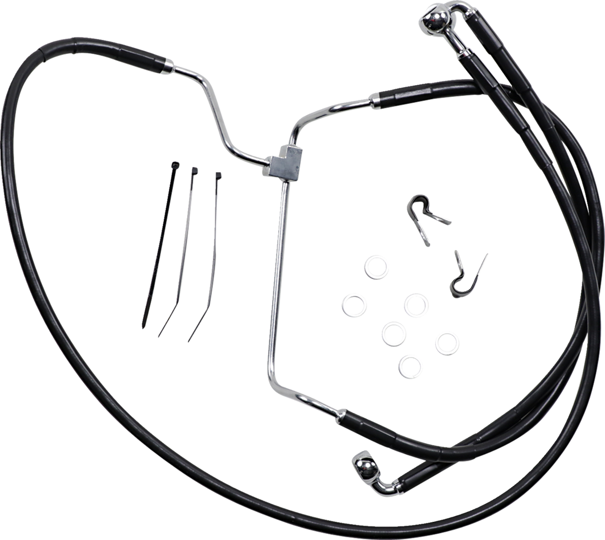 Drag Specialties Extended Length Black Vinyl Brake Line Kit