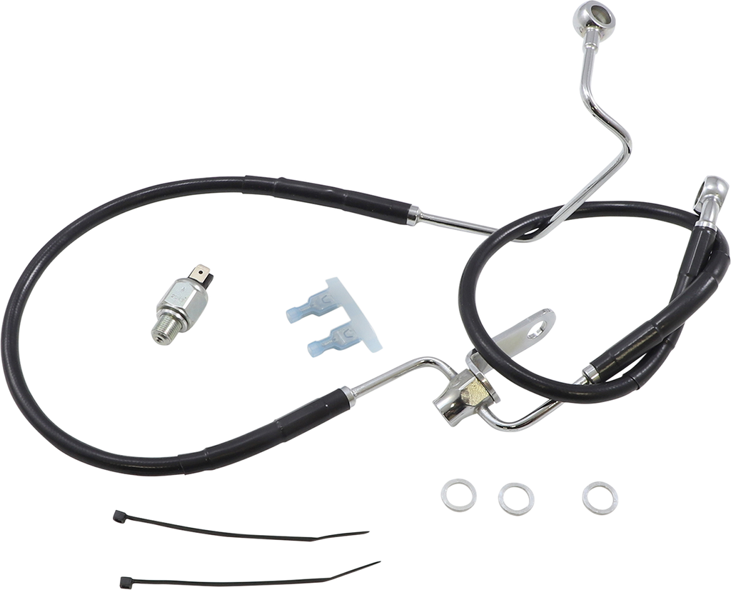 Drag Specialties Extended Length Black Vinyl Brake Line Kit