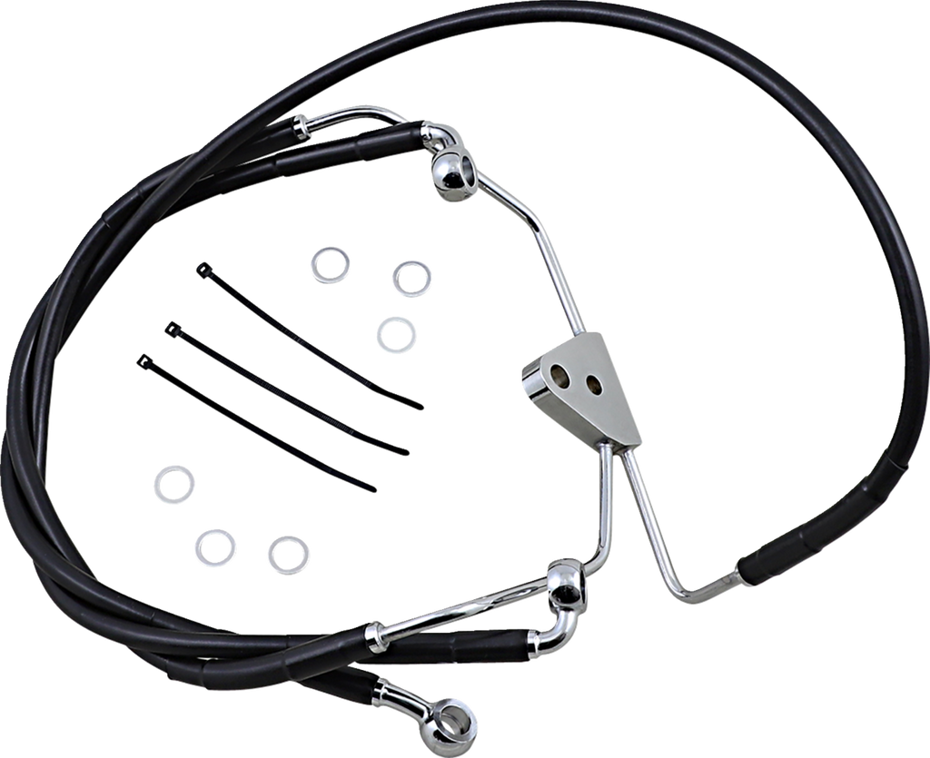 Drag Specialties Extended Length Black Vinyl Brake Line Kit