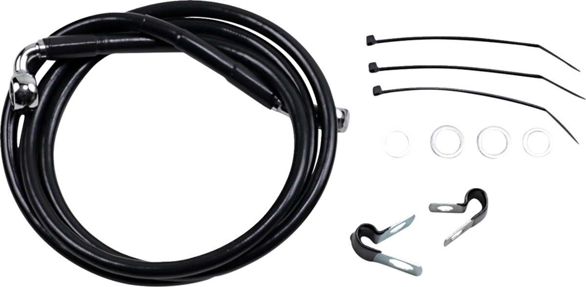Drag Specialties Extended Length Black Vinyl Brake Line Kit