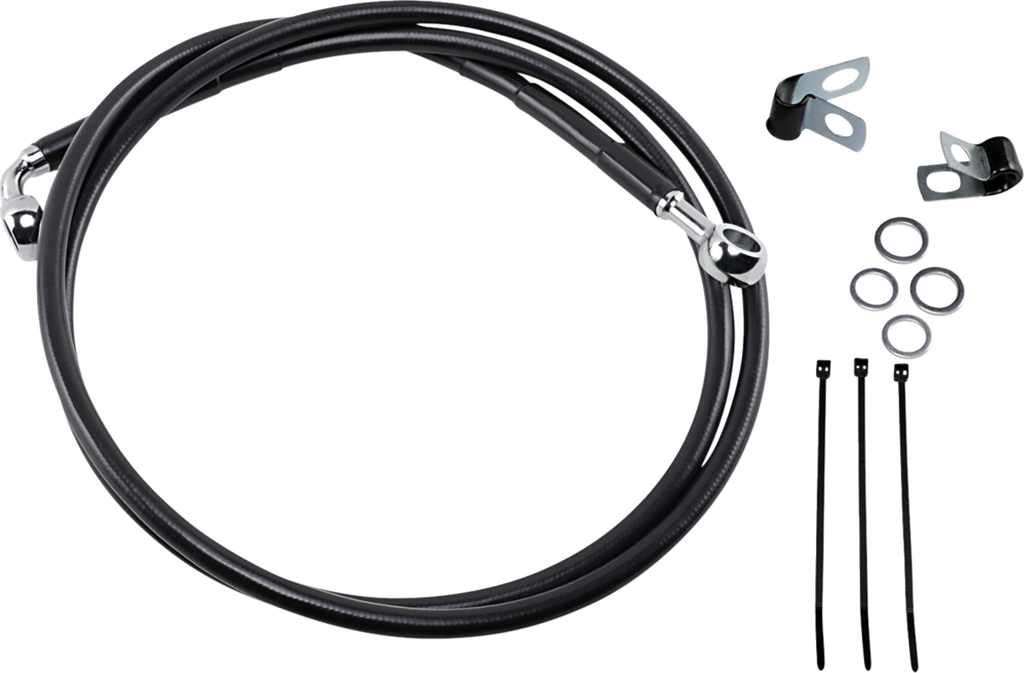 Drag Specialties Extended Length Black Vinyl Brake Line Kit