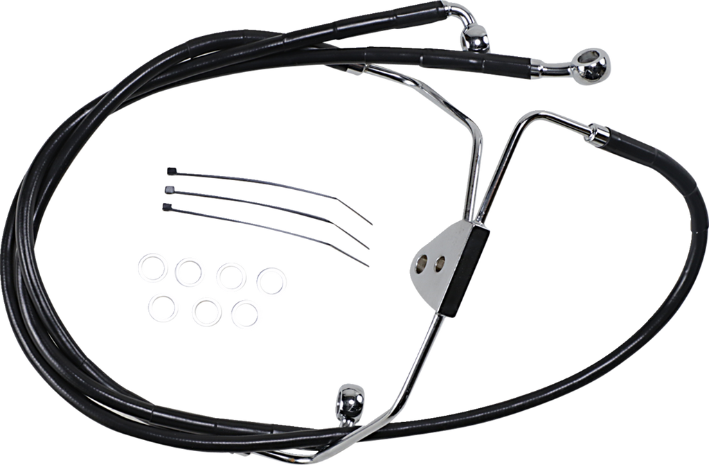 Drag Specialties Extended Length Black Vinyl Brake Line Kit