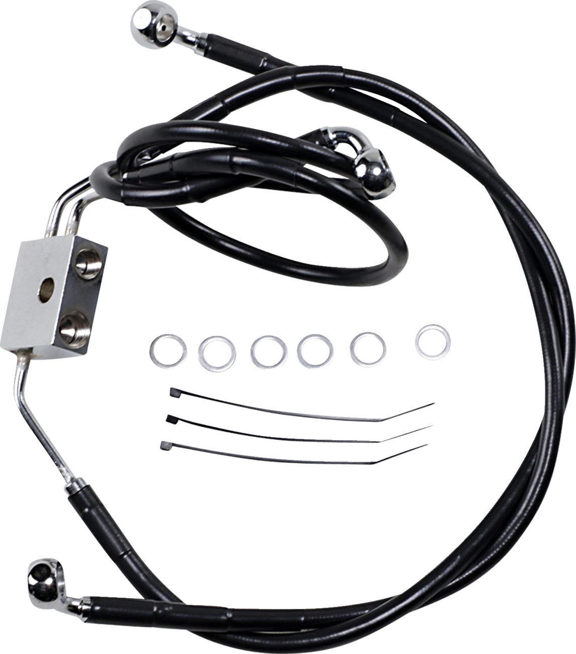 Drag Specialties Extended Length Black Vinyl Brake Line Kit